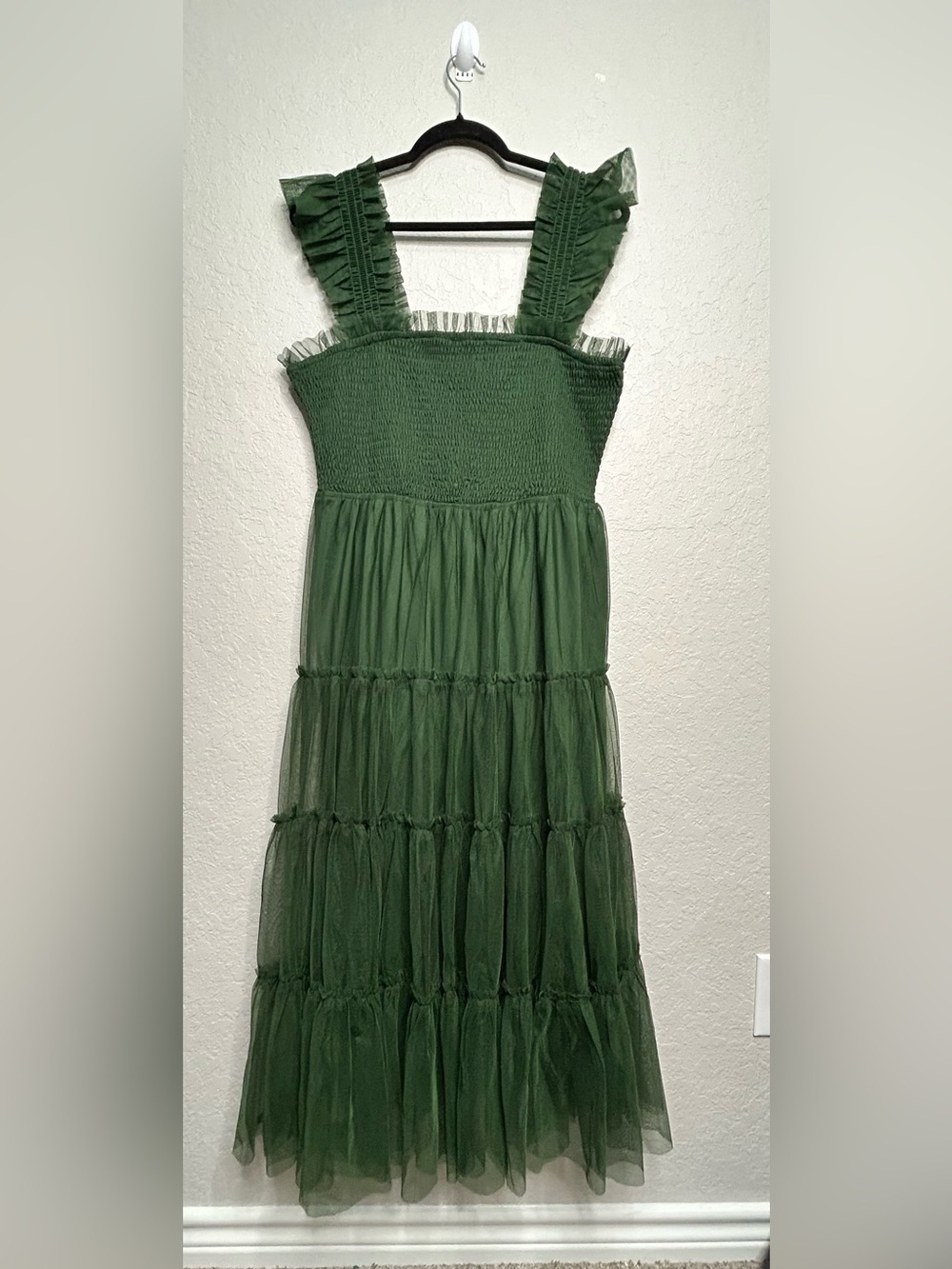 Baltic Born Olive Green Tiered Tulle Maxi Dress - Picture 3 of 9